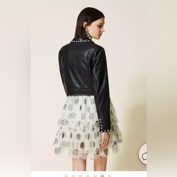 Twinset Actitude Black Faux Leather Jacket - Picture 3 of 10